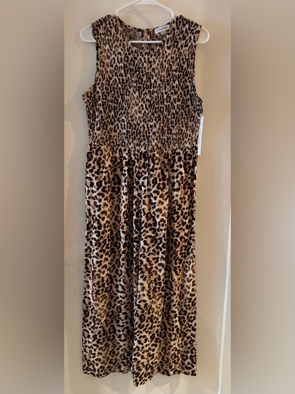 Calvin Klein Leopard Print Maxi Dress in Brown and Tan